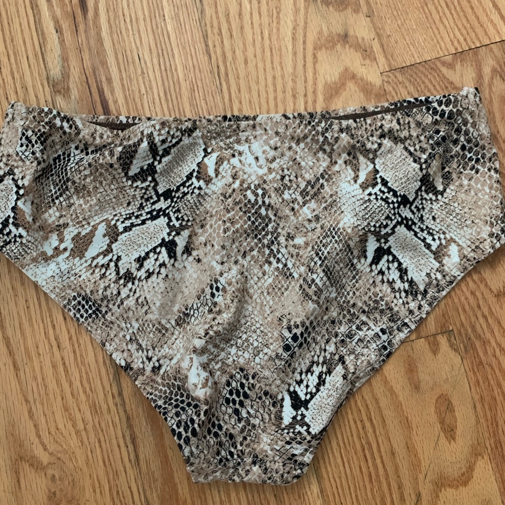 Snake Print High-Waisted Bikini Bottom